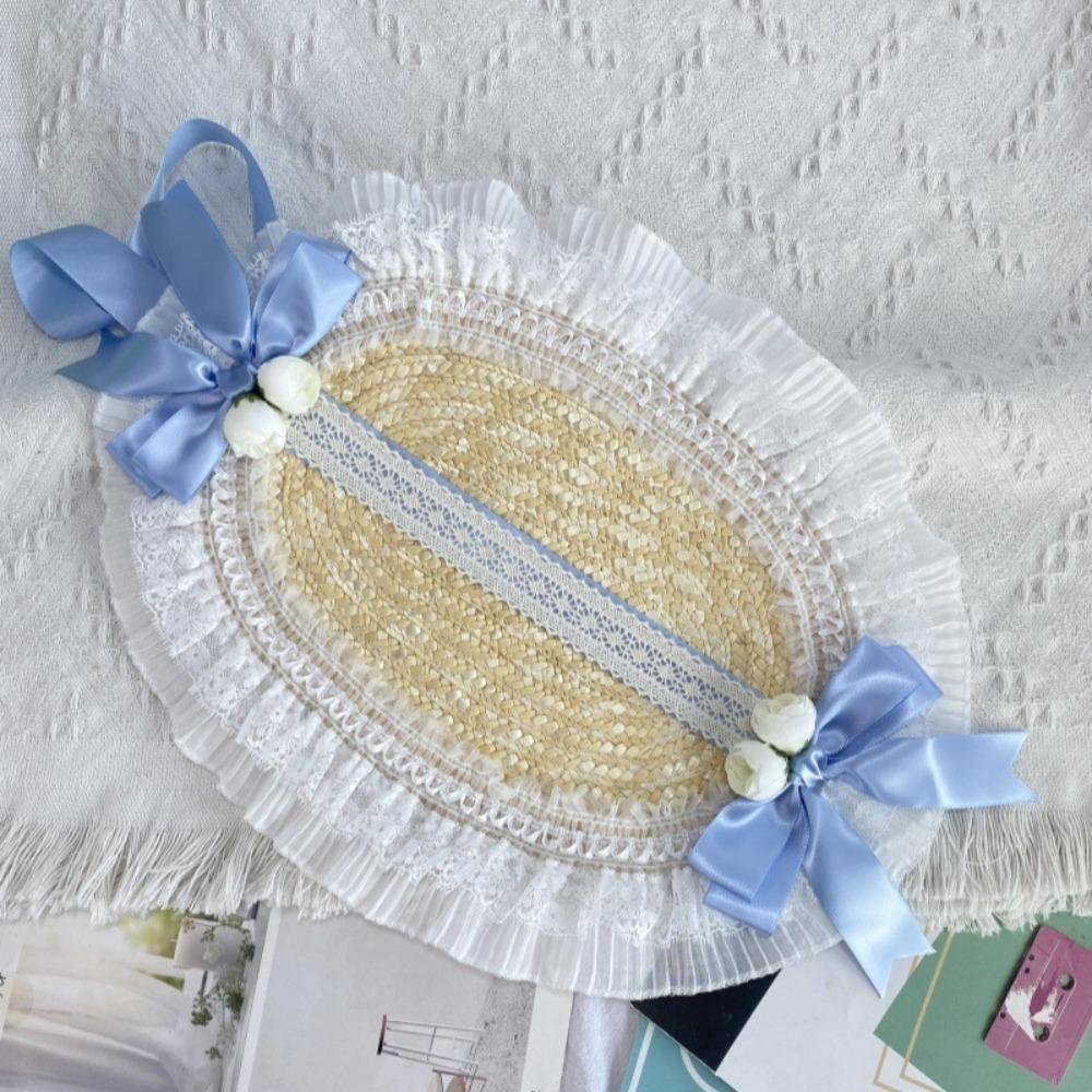 Пляжная шляпа с оборками и кружевом, шляпа с плоским верхом для элегантного чаепития, принцесса, пляж, отдых на открытом воздухе