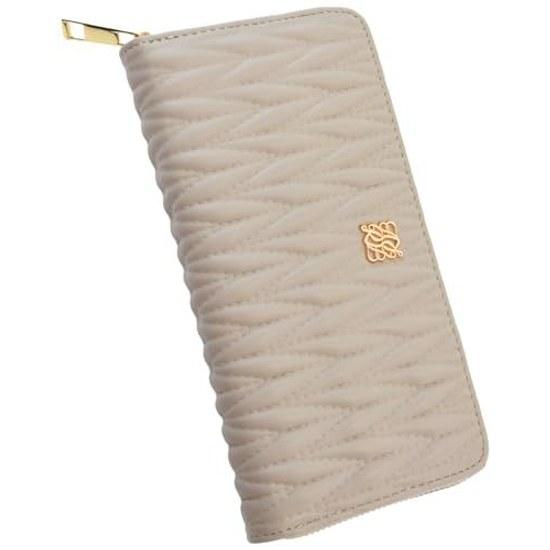 Alto Rose Greige Long Wallet Coin Purse Bill Compartment Card Holder Large Capacity Storage L-Zip Fastener Quilted Cute Rosia