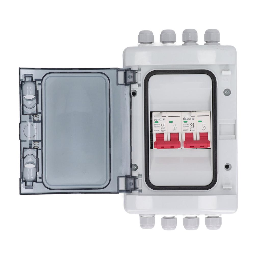 DC Miniature Circuit Breaker Box 2 in 2 Out PV Solar Disconnect Switch Power Distribution UV Proof IP65 Waterproof 500V