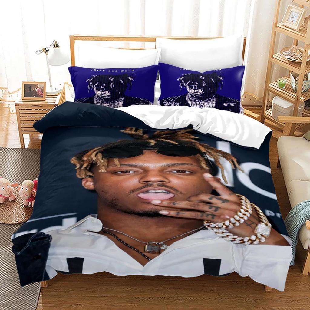 Новый комплект постельного белья Juice Wrld Односпальный Двуспальный Полный Размер Королевский Размер Размеры Звезды Juice Wrld Мягкое Пододеяльник Комплект Для Домашнего Декора Чехол для Одеяла