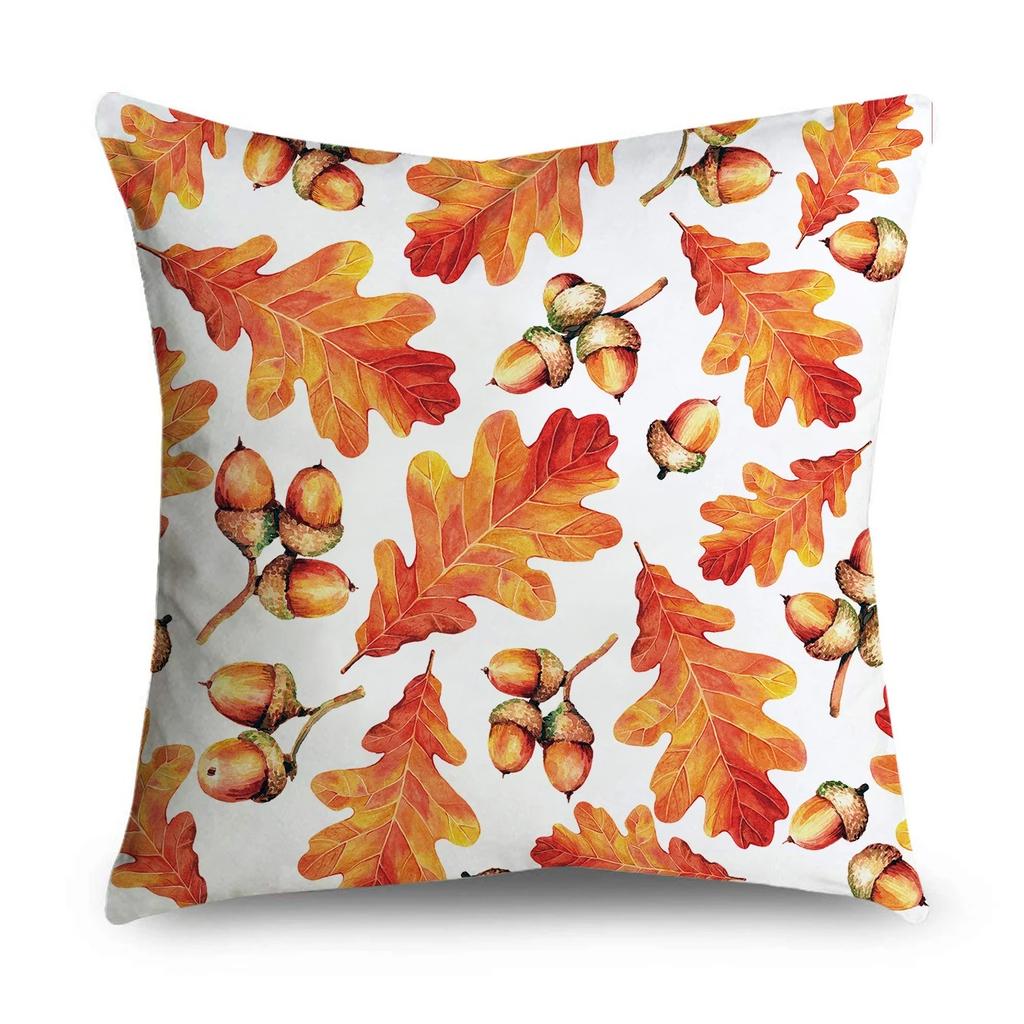 Autumn Cartoon Leaf Pattern Decorative Pillowcase Living Room Office Ornaments Home Pillowcase