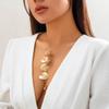 Lacteo Fashion Gold Color Leaf Shape Petals Charm Long Necklace for Women Choker Chest Chain Ladies Party Jewelry Collar Gifts