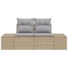 Garden Sofa with Cushions Beige 184 x 62 x 69 cm Poly Rattan