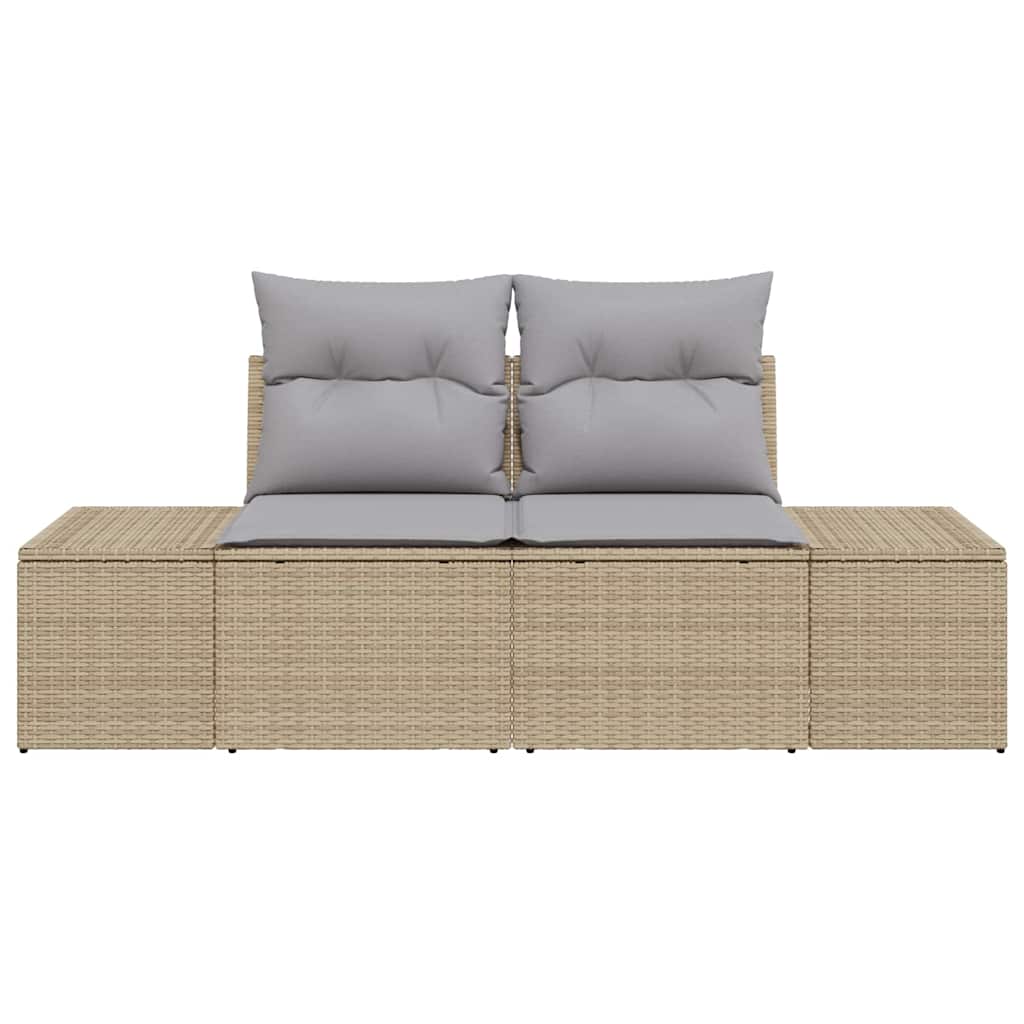 Garden Sofa with Cushions Beige 184 x 62 x 69 cm Poly Rattan