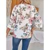 YYFS Женские модные повседневные летние весенние блузки и рубашки с цветочным узором и рукавами 3/4 с v-образным вырезом