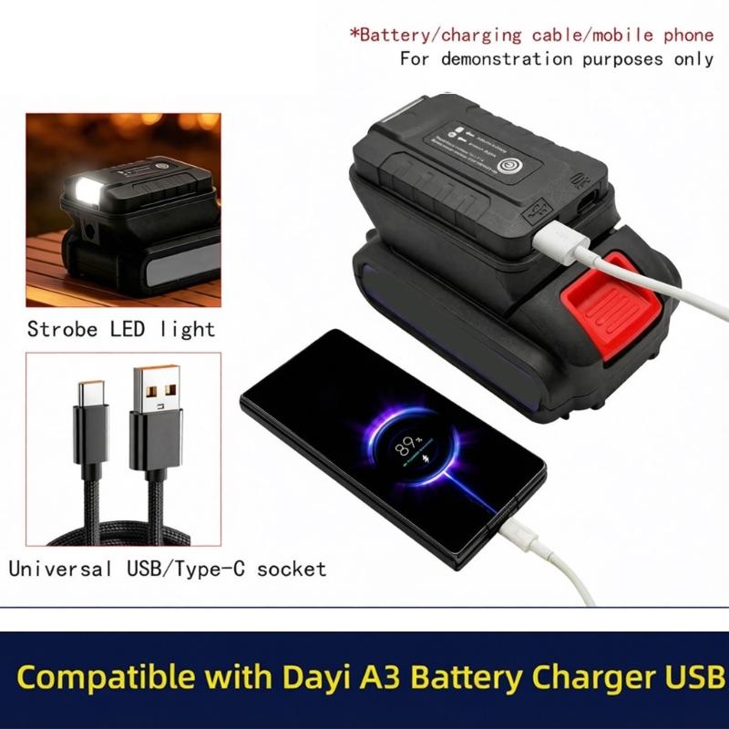 Адаптер 21 В с док-станцией для аккумулятора, USB-выход для экстренной зарядки, использования в гараже и зарядки наружных устройств
