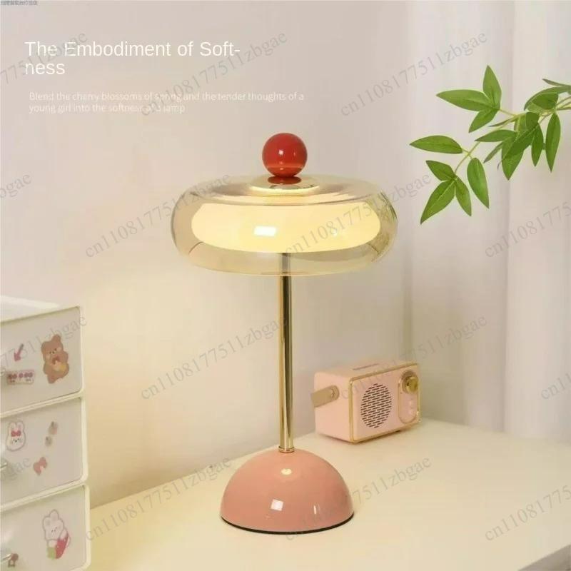 Vintage Dimmable Glass Table Lamp Mid‑Century Style Ambient Desk Lamp for Bedroom Nightstand Study Desktop Home Decor Lighting
