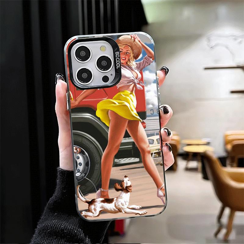 Ретро-плакат Девушки Пин-ап Ударопрочный Чехол для Телефона для iPhone 18 17 Air 16 16E 15 Pro Max 14 Plus 13 Mini 12 Задняя Крышка Защита от Падений