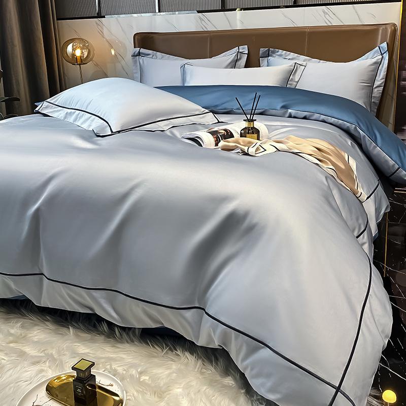 Роскошный комплект из 4 предметов из длинноволокнистого хлопка Синьцзяна: Осенне-зимние простыни, пододеяльники и постельные принадлежности