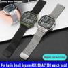 Для Casio Маленький Квадратный AE1200 AE1300 A158 A168 F91W W218 F108 AQ-S810W Выпуклый Магнитный Стальной Браслет Ремешок для Часов 18мм+инструмент