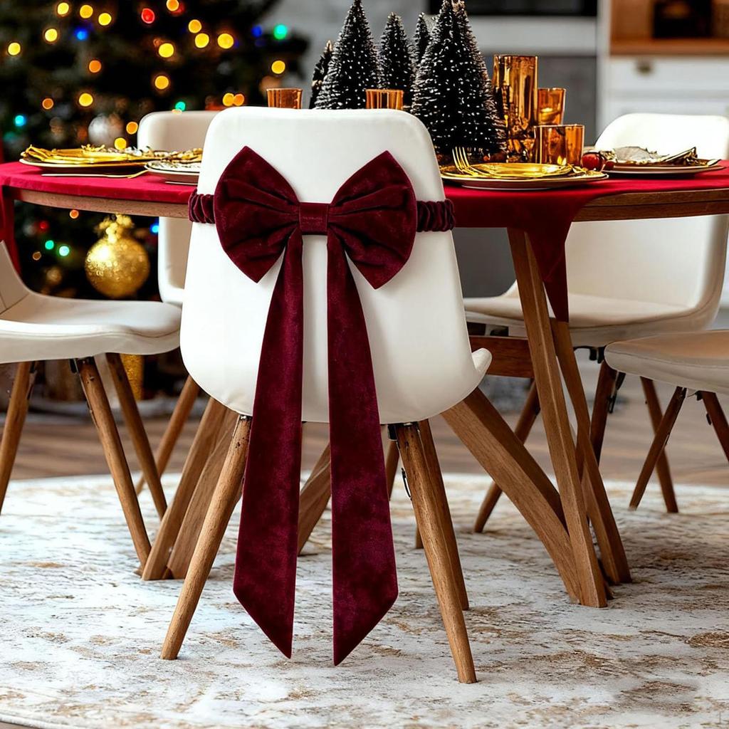 Chair Sashes Decorative Convenient Practical Elegant Sash Bow Christmas Red for Kitchen Party