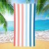Double-Sided Plush Beach Towel With Color-Block Vertical Stripes Quick-Dry Sand-Resistant Large Size Swimming Pool Vacation