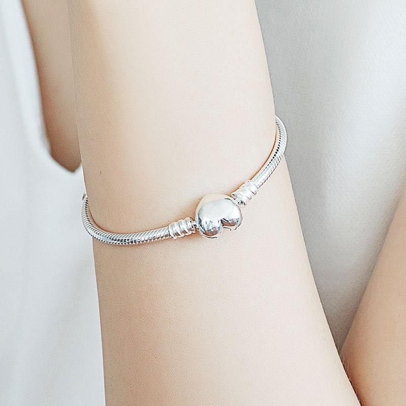 Элегантный браслет Pulseira из стерлингового серебра 925 пробы, браслет-цепочка в виде змеи бесконечности для женщин, оригинальный подарок в виде бусин с подвесками