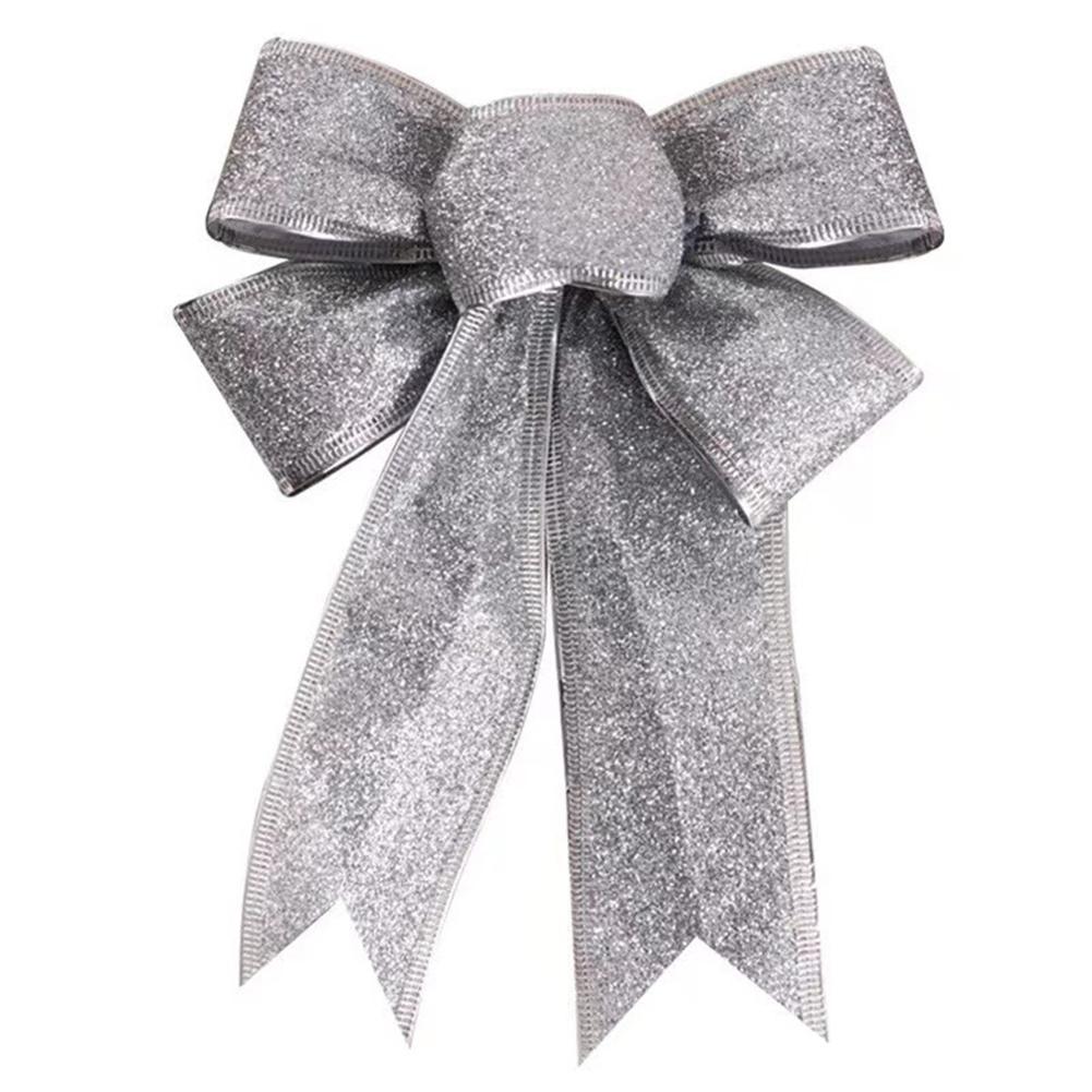 5Pcs Christmas Large Bowknot Decor Glitter Ribbon Bow Wreath Ornament for Christmas Tree Presents Decor