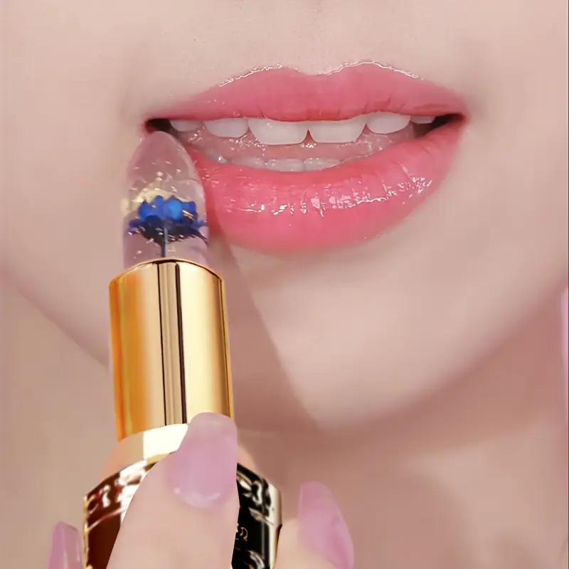 3-цветный стойкий бальзам для губ с изменяющимся цветом, кристаллический желеобразный цветочный блеск для губ, прозрачный увлажняющий макияж для губ, косметика