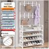 Multi-layer Dustproof Shoe & Hat Rack with Integrated Coat Rack for Indoor Use