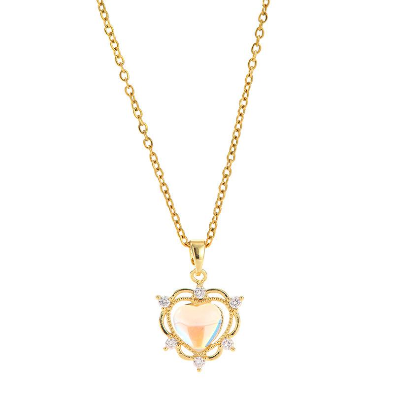 Luxury Shiny Stainless Steel 18k Gold Zircon Heart Butterfly Pendant Necklace Women Boutique Pearl Flower Leaf Necklace for Gift