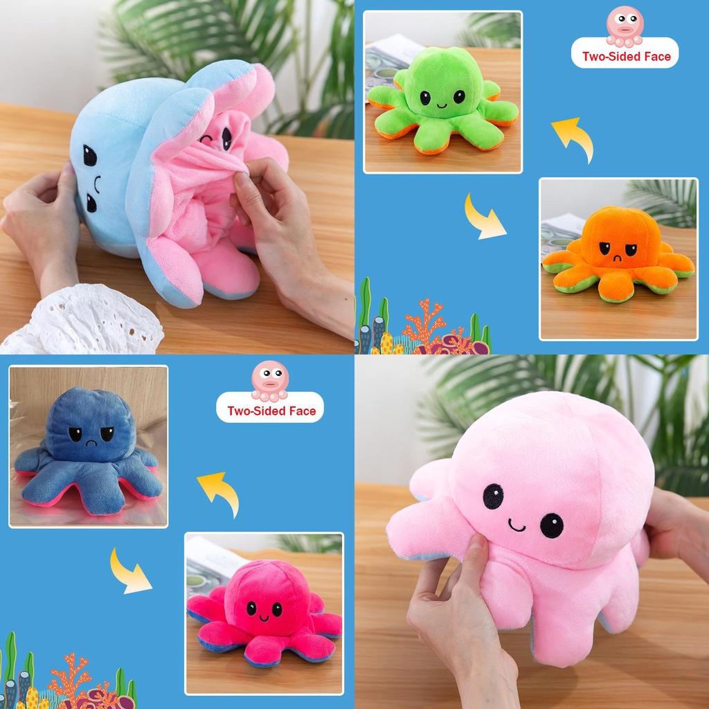 Adorable Double-sided Flip Reversible Octopus Plush Toy In Soft And Lifelike Style