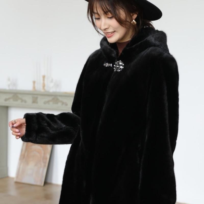 Imitation Fur New Imitation Mink Coat Women's Hooded Imitation Mink Coat