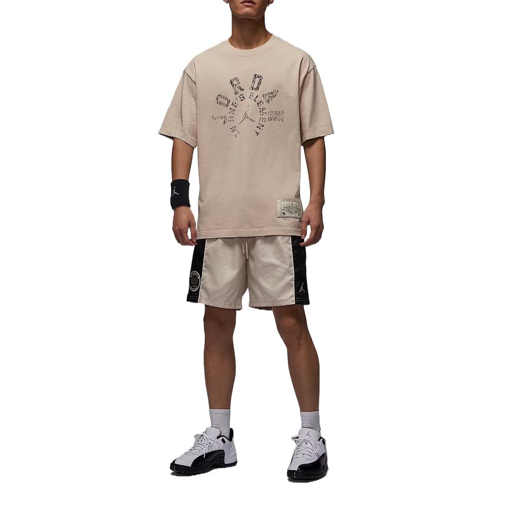 Jordan 85 Дундан Мягкая Удобная Модная Однотонная Цифровая Футболка с Коротким Рукавом Мужские Футболки Коричневый HV1257140