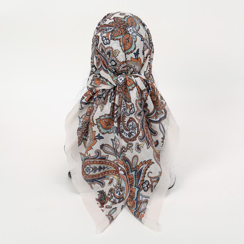 Luxury Brand Cotton And Linen Scarf 110cm Square Women Shawls Wraps Neck Hijabs Muslim Scarves Hair Bandana Foulard Accessories