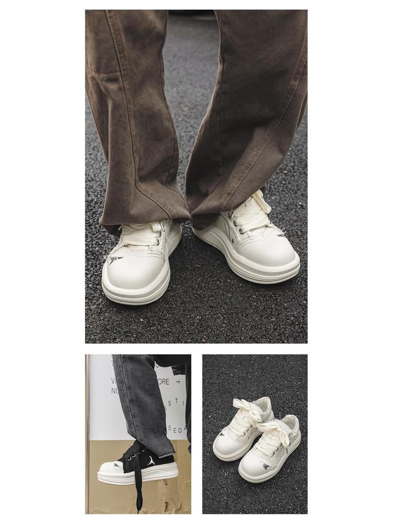 Smiley Big Head Men's Height-Boosting Canvas Shoes – Autumn Casual Fashion with Thick Soles