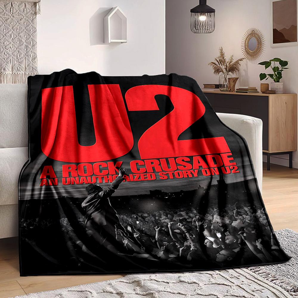 1pc U2, Rock Crusade Blanket Soft All Season Throw with Vibrant Design, Perfect for Home, Travel, and Gifts, Ideal for Naps and Camping