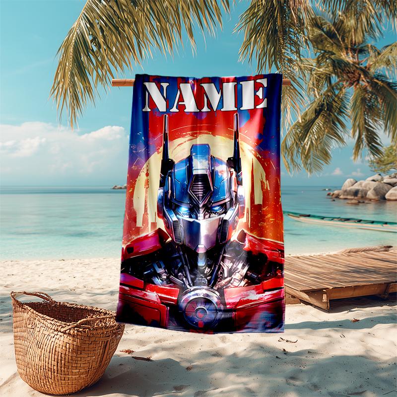 Personalized customized proof beach towel with Optimus Prime pattern - soft, absorbent,quick-drying,perfect swimming,camping&bathing