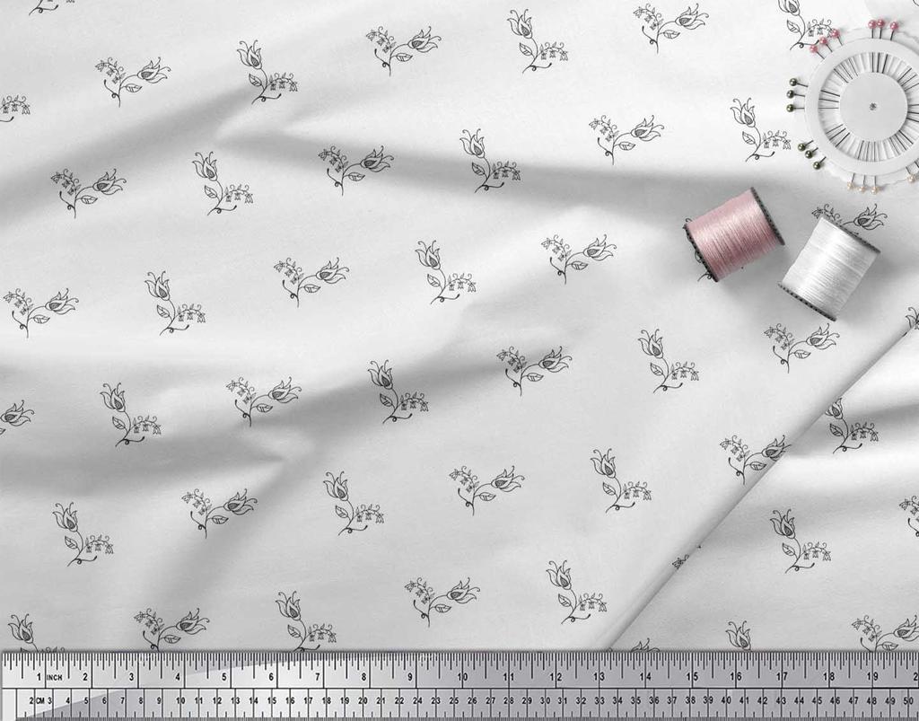 Soimoi Черная японская креп-сатиновая ткань с художественным бутоном и цветочным принтом, ткань по метрам 42 дюйма