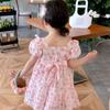 2-6 Years Children Girls Floral Dress Summer Casual Puff Sleeve Princess Dress