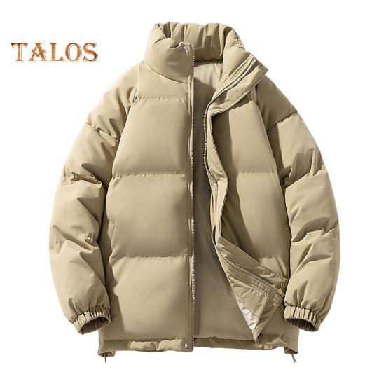 Зимнее хлопковое пальто с воротником-стойкой, длинным рукавом, застежкой-молнией, пуховая куртка с карманами, однотонная, свободный крой, утепленная теплая верхняя одежда