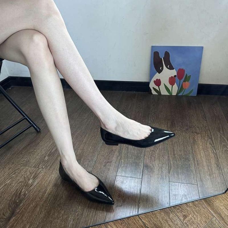 Осень новые простые остроносые нюдовые балетки женские мягкие на плоской подошве с вырезом лодочкой универсальные для работы одинарные туфли женские