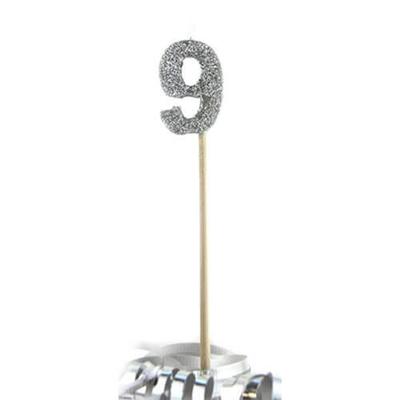 Свеча Alpen Glitter Long Stick (Серебряный) (9)