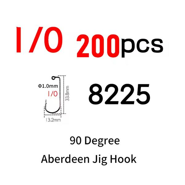 200 шт. #8~#6/0 Высокоуглеродистая сталь 90 градусов Aberdeen Крючок-джиг Изогнутый Морская вода Длинное цевье Крючки для мягких приманок