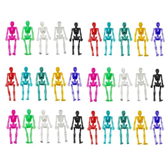 10/20/30Pcs Halloween Skeleton Stretch Toy Anxiety Stress Relief Portable Soft TPR High Elastic Colorful Skeleton Toy Party Favors Supplies