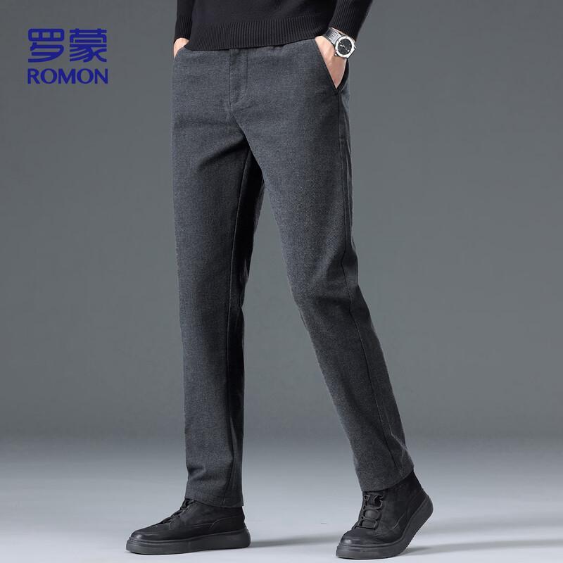 ROMON Men's Elastic Wrinkle-Free Business Casual Straight Leg Pants