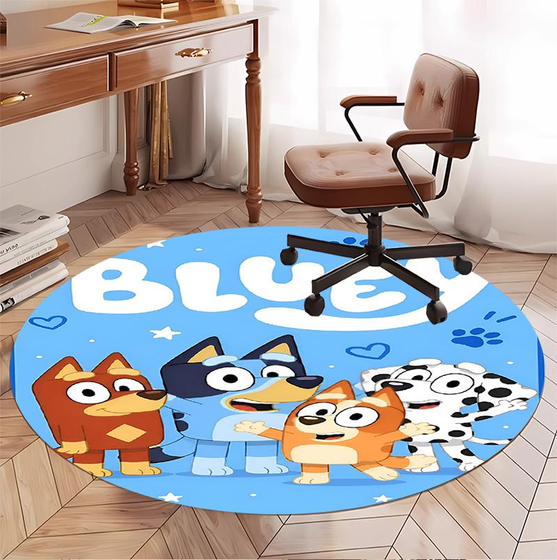 Bluey Pattern Round Rug, Indoor/Outdoor Mat, for Picnic, Gameroom, Bedroom, Office, Living Room, Home Decor Carpet, Birthday Gift