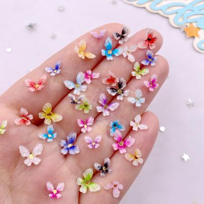 8 мм/10 мм блестящая смола красочные мини 3D вращающиеся кристаллы бабочка плоская задняя часть стразы нейл-арт аппликация DIY товары для творчества