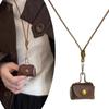 Retro Styles Hanging Neck Bag Pendant Necklace with Leather Materials for Earphones and Coin Portable and Sturdy