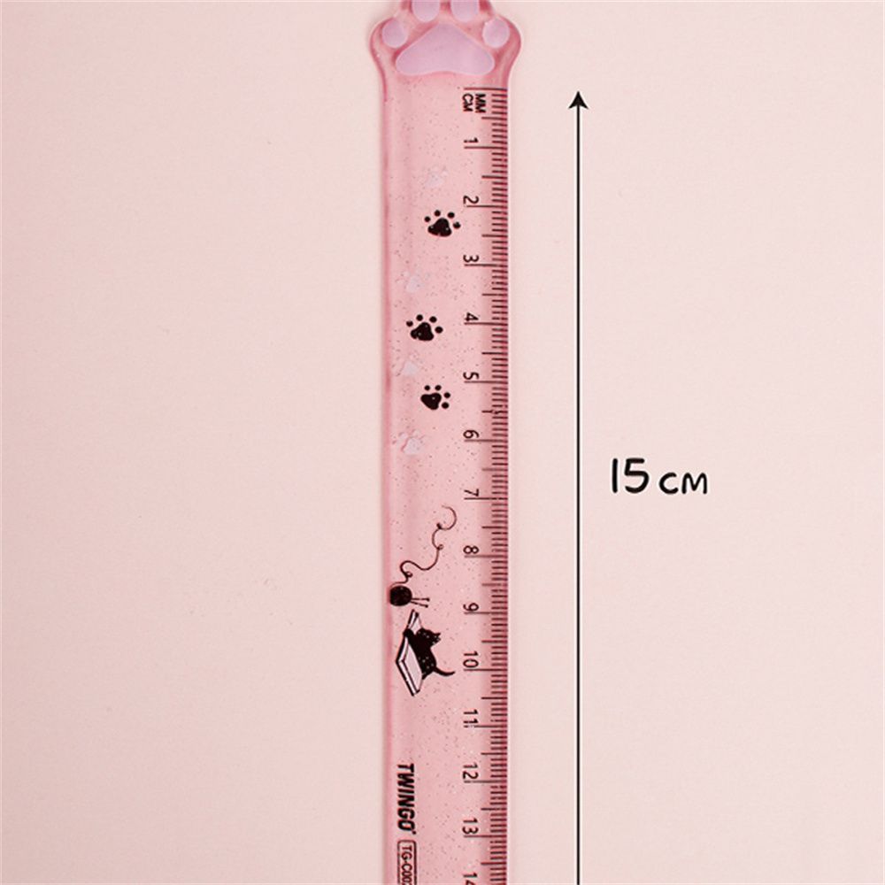 Kids Gifts 15cm Plastic Painting Cats Claw Ruler Straight Ruler Scale Ruler Measuring Ruler