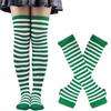 1 Pair of Women's Socks Striped Knee High Socks Arm Warm Fingerless Gloves Set,
