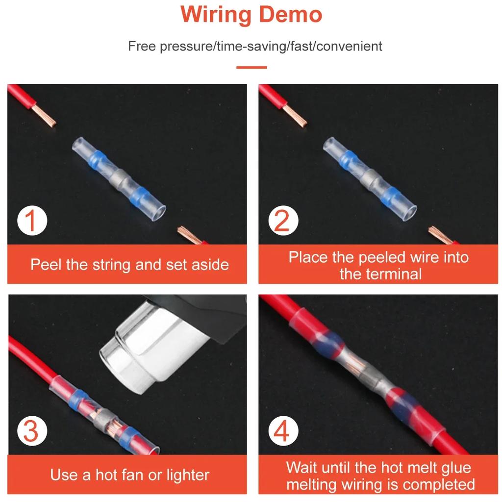 800Pcs Solder Seal Wire Connector Kit Solder Seal Butt Terminal Waterproof Insulated Electrical Wire Splice for Automotive