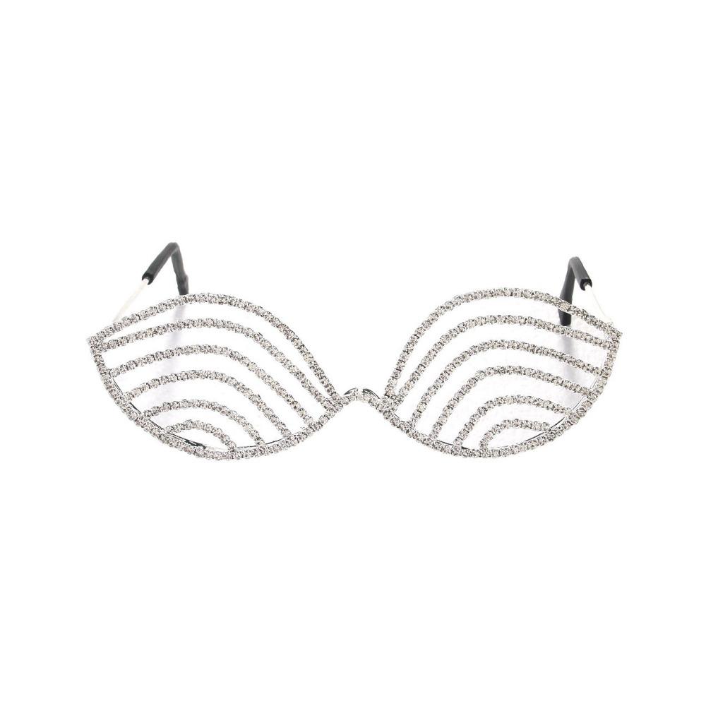 Vintage Rhinestone Eyeglass Frame Irregular Exaggerate Eyeglasses Face Eyewear Decoration  Gift