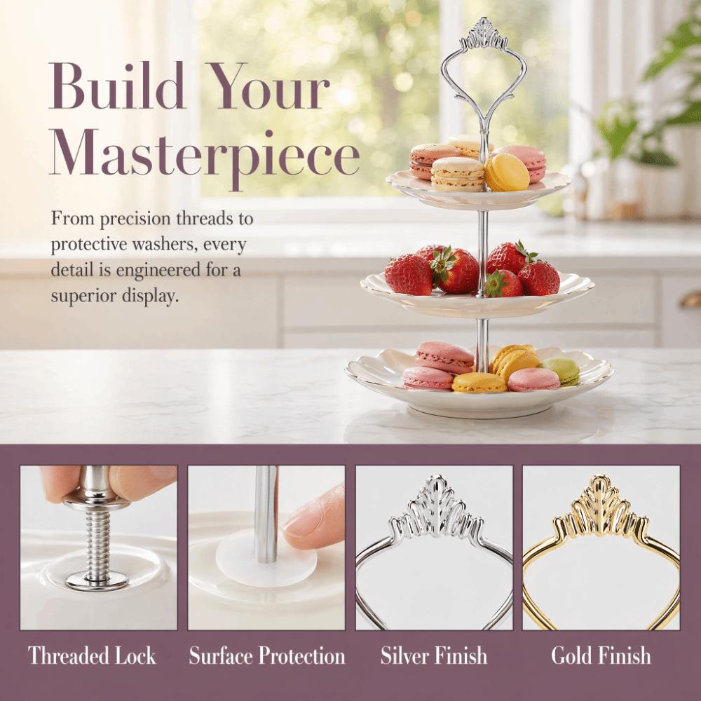 Zinc Alloy Cupcake Display Holder Crown Handle Tiered Fruit Plate  Dessert Display