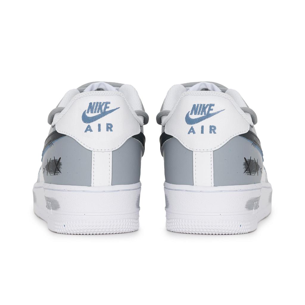 Nike Nike Air Force 1 Нескользящие, Износостойкие, Легкие Низкие Скейтбордические Кроссовки Унисекс Серый Синий CW2288-111(Команда18-)