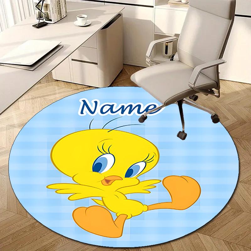 Personalized T-Tweety Round Chair Office Rug - Perfect for Mat, Office Chair & More - Ideal Gift for Birthdays and Holidays