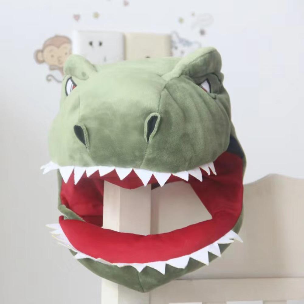 Green Plush Dinosaur Hat PP Cotton Doll Plush Shark Hat Creative Headgear Dinosaur Kids Gift