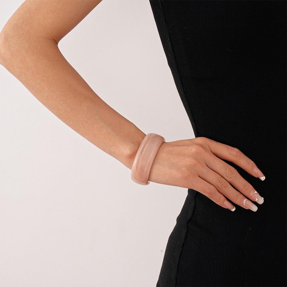 Hip Hop Acrylic Bangle Bohemian Retro Hand Ring Temperament Irregular Wide Bracelet  Women