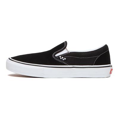 Черные кроссовки унисекс без шнуровки Skate в шахматную клетку белые VN0A5FCAY28