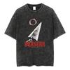 Vintage Anime Printed Washed T-shirt Men Women Cotton T Shirt Streetwear Summer Crew Neck Retro Short Sleeve Tees Tops